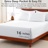 Hotel Soft Bed Sheet Set- Bedding Sheets & Pillowcases -Breathable Bedding - Wrinkle, Fade, Stain Resistant-Deep Pocket Flat Fitted Bed Sheet Set(Raw white,King) - Side View