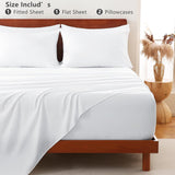 Hotel Soft Bed Sheet Set- Bedding Sheets & Pillowcases -Breathable Bedding - Wrinkle, Fade, Stain Resistant-Deep Pocket Flat Fitted Bed Sheet Set(Raw white,King) - Close-Up Angle