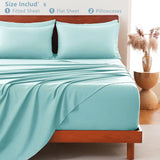 Hotel Soft Bed Sheet Set- Bedding Sheets & Pillowcases -Breathable Bedding - Wrinkle, Fade, Stain Resistant-Deep Pocket Flat Fitted Bed Sheet Set(Ice Blue,King) - 45-Degree Angle