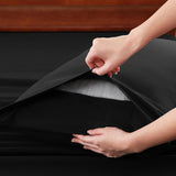 Hotel Soft Bed Sheet Set- Bedding Sheets & Pillowcases -Breathable Bedding - Wrinkle, Fade, Stain Resistant-Deep Pocket Flat Fitted Bed Sheet Set(Black,King) - 45-Degree Angle