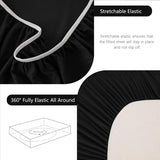 Hotel Soft Bed Sheet Set- Bedding Sheets & Pillowcases -Breathable Bedding - Wrinkle, Fade, Stain Resistant-Deep Pocket Flat Fitted Bed Sheet Set(Black,King) - Rear View