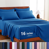 Hotel Soft Bed Sheet Set- Bedding Sheets & Pillowcases -Breathable Bedding - Wrinkle, Fade, Stain Resistant-Deep Pocket Flat Fitted Bed Sheet Set(Royal blue,King)