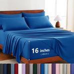Hotel Soft Bed Sheet Set- Bedding Sheets & Pillowcases -Breathable Bedding - Wrinkle, Fade, Stain Resistant-Deep Pocket Flat Fitted Bed Sheet Set(Royal blue,King)