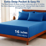 Hotel Soft Bed Sheet Set- Bedding Sheets & Pillowcases -Breathable Bedding - Wrinkle, Fade, Stain Resistant-Deep Pocket Flat Fitted Bed Sheet Set(Royal blue,King)