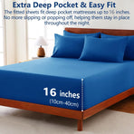 Hotel Soft Bed Sheet Set- Bedding Sheets & Pillowcases -Breathable Bedding - Wrinkle, Fade, Stain Resistant-Deep Pocket Flat Fitted Bed Sheet Set(Royal blue,King)