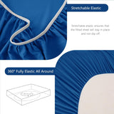 Hotel Soft Bed Sheet Set- Bedding Sheets & Pillowcases -Breathable Bedding - Wrinkle, Fade, Stain Resistant-Deep Pocket Flat Fitted Bed Sheet Set(Royal blue,King) - Close-Up Angle