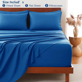 Hotel Soft Bed Sheet Set- Bedding Sheets & Pillowcases -Breathable Bedding - Wrinkle, Fade, Stain Resistant-Deep Pocket Flat Fitted Bed Sheet Set(Royal blue,King)