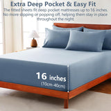 Hotel Soft Bed Sheet Set- Bedding Sheets & Pillowcases -Breathable Bedding - Wrinkle, Fade, Stain Resistant-Deep Pocket Flat Fitted Bed Sheet Set(Ocean,King)