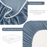 Hotel Soft Bed Sheet Set- Bedding Sheets & Pillowcases -Breathable Bedding - Wrinkle, Fade, Stain Resistant-Deep Pocket Flat Fitted Bed Sheet Set(Ocean,King) - Rear View