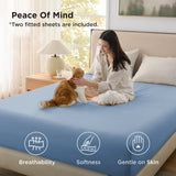 Hotel Soft Bed Sheet Set- Bedding Sheets & Pillowcases -Breathable Bedding - Wrinkle, Fade, Stain Resistant-Deep Pocket Flat Fitted Bed Sheet Set(Ocean,King) - Low Angle
