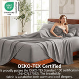 Hotel Soft Bed Sheet Set- Bedding Sheets & Pillowcases -Breathable Bedding - Wrinkle, Fade, Stain Resistant-Deep Pocket Flat Fitted Bed Sheet Set(Grey,King) - Side View