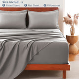 Hotel Soft Bed Sheet Set- Bedding Sheets & Pillowcases -Breathable Bedding - Wrinkle, Fade, Stain Resistant-Deep Pocket Flat Fitted Bed Sheet Set(Grey,King)