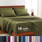 Hotel Soft Bed Sheet Set- Bedding Sheets & Pillowcases -Breathable Bedding - Wrinkle, Fade, Stain Resistant-Deep Pocket Flat Fitted Bed Sheet Set(Olive green,King)