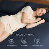 Hotel Soft Bed Sheet Set- Bedding Sheets & Pillowcases -Breathable Bedding - Wrinkle, Fade, Stain Resistant-Deep Pocket Flat Fitted Bed Sheet Set(Navy,King) - Side View