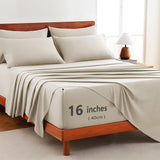 Hotel Soft Bed Sheet Set- Bedding Sheets & Pillowcases -Breathable Bedding - Wrinkle, Fade, Stain Resistant-Deep Pocket Flat Fitted Bed Sheet Set(Cream White,King)