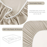 Hotel Soft Bed Sheet Set- Bedding Sheets & Pillowcases -Breathable Bedding - Wrinkle, Fade, Stain Resistant-Deep Pocket Flat Fitted Bed Sheet Set(Cream White,King) - Rear View