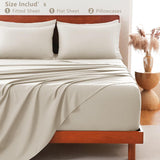 Hotel Soft Bed Sheet Set- Bedding Sheets & Pillowcases -Breathable Bedding - Wrinkle, Fade, Stain Resistant-Deep Pocket Flat Fitted Bed Sheet Set(Cream White,King) - Close-Up Angle