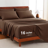 Hotel Soft Bed Sheet Set- Bedding Sheets & Pillowcases -Breathable Bedding - Wrinkle, Fade, Stain Resistant-Deep Pocket Flat Fitted Bed Sheet Set(Chocolate,King)
