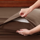 Hotel Soft Bed Sheet Set- Bedding Sheets & Pillowcases -Breathable Bedding - Wrinkle, Fade, Stain Resistant-Deep Pocket Flat Fitted Bed Sheet Set(Chocolate,King) - 45-Degree Angle