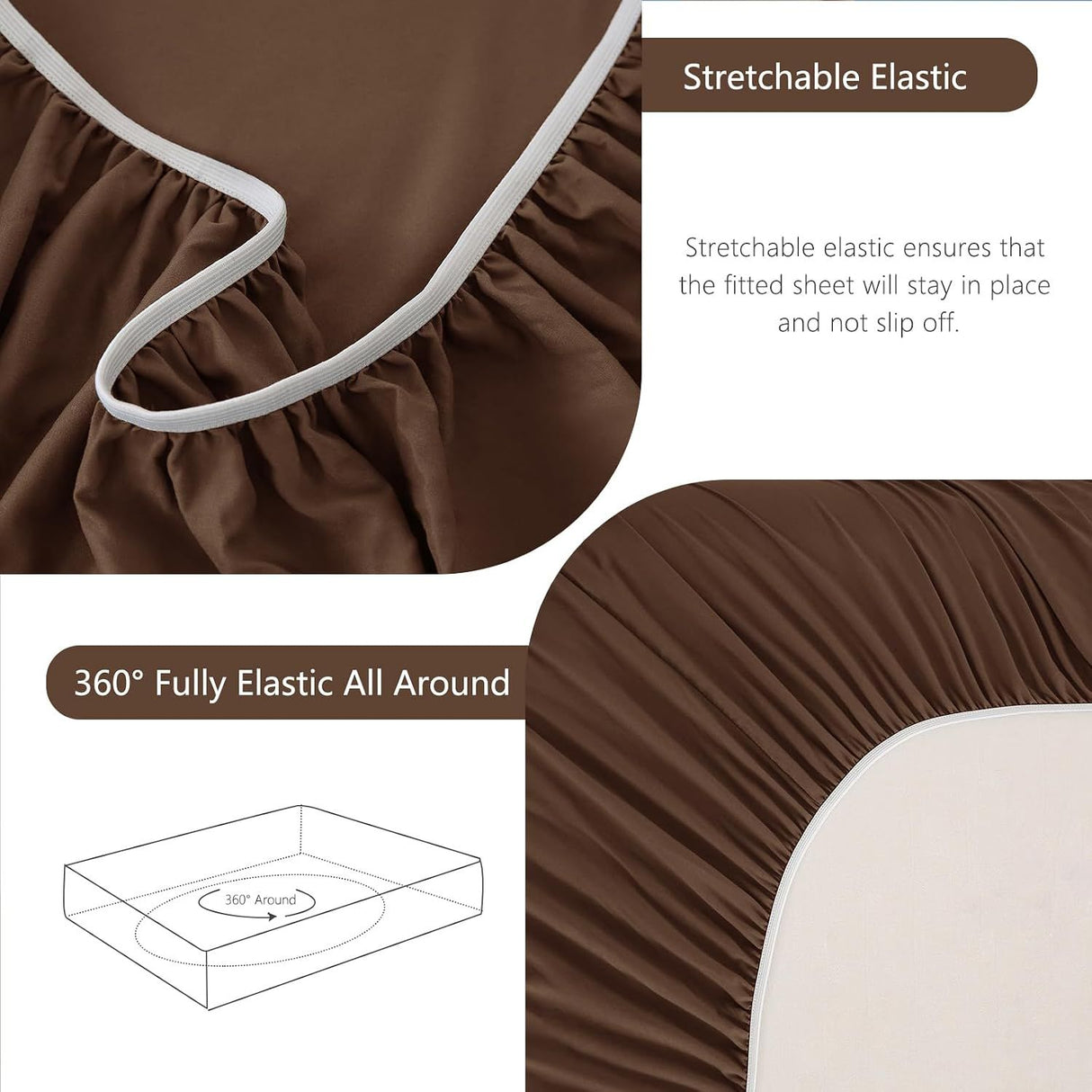 Hotel Soft Bed Sheet Set- Bedding Sheets & Pillowcases -Breathable Bedding - Wrinkle, Fade, Stain Resistant-Deep Pocket Flat Fitted Bed Sheet Set(Chocolate,King)