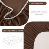 Hotel Soft Bed Sheet Set- Bedding Sheets & Pillowcases -Breathable Bedding - Wrinkle, Fade, Stain Resistant-Deep Pocket Flat Fitted Bed Sheet Set(Chocolate,King) - Rear View