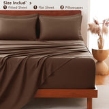 Hotel Soft Bed Sheet Set- Bedding Sheets & Pillowcases -Breathable Bedding - Wrinkle, Fade, Stain Resistant-Deep Pocket Flat Fitted Bed Sheet Set(Chocolate,King)
