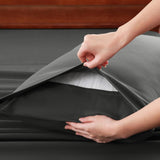 Hotel Soft Bed Sheet Set- Bedding Sheets & Pillowcases -Breathable Bedding - Wrinkle, Fade, Stain Resistant-Deep Pocket Flat Fitted Bed Sheet Set(Dark gray,King)
