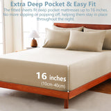 Hotel Soft Bed Sheet Set- Bedding Sheets & Pillowcases -Breathable Bedding - Wrinkle, Fade, Stain Resistant-Deep Pocket Flat Fitted Bed Sheet Set(Camel Beige,King)