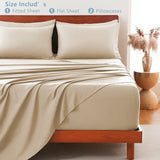 Hotel Soft Bed Sheet Set- Bedding Sheets & Pillowcases -Breathable Bedding - Wrinkle, Fade, Stain Resistant-Deep Pocket Flat Fitted Bed Sheet Set(Camel Beige,King) - Top-Down View