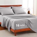 Hotel Soft Bed Sheet Set- Bedding Sheets & Pillowcases -Breathable Bedding - Wrinkle, Fade, Stain Resistant-Deep Pocket Flat Fitted Bed Sheet Set(Silver-gray,King)