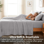 Hotel Soft Bed Sheet Set- Bedding Sheets & Pillowcases -Breathable Bedding - Wrinkle, Fade, Stain Resistant-Deep Pocket Flat Fitted Bed Sheet Set(Silver-gray,King)