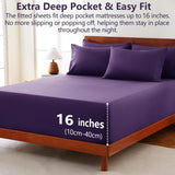 Hotel Soft Bed Sheet Set- Bedding Sheets & Pillowcases -Breathable Bedding - Wrinkle, Fade, Stain Resistant-Deep Pocket Flat Fitted Bed Sheet Set(Purple,King)