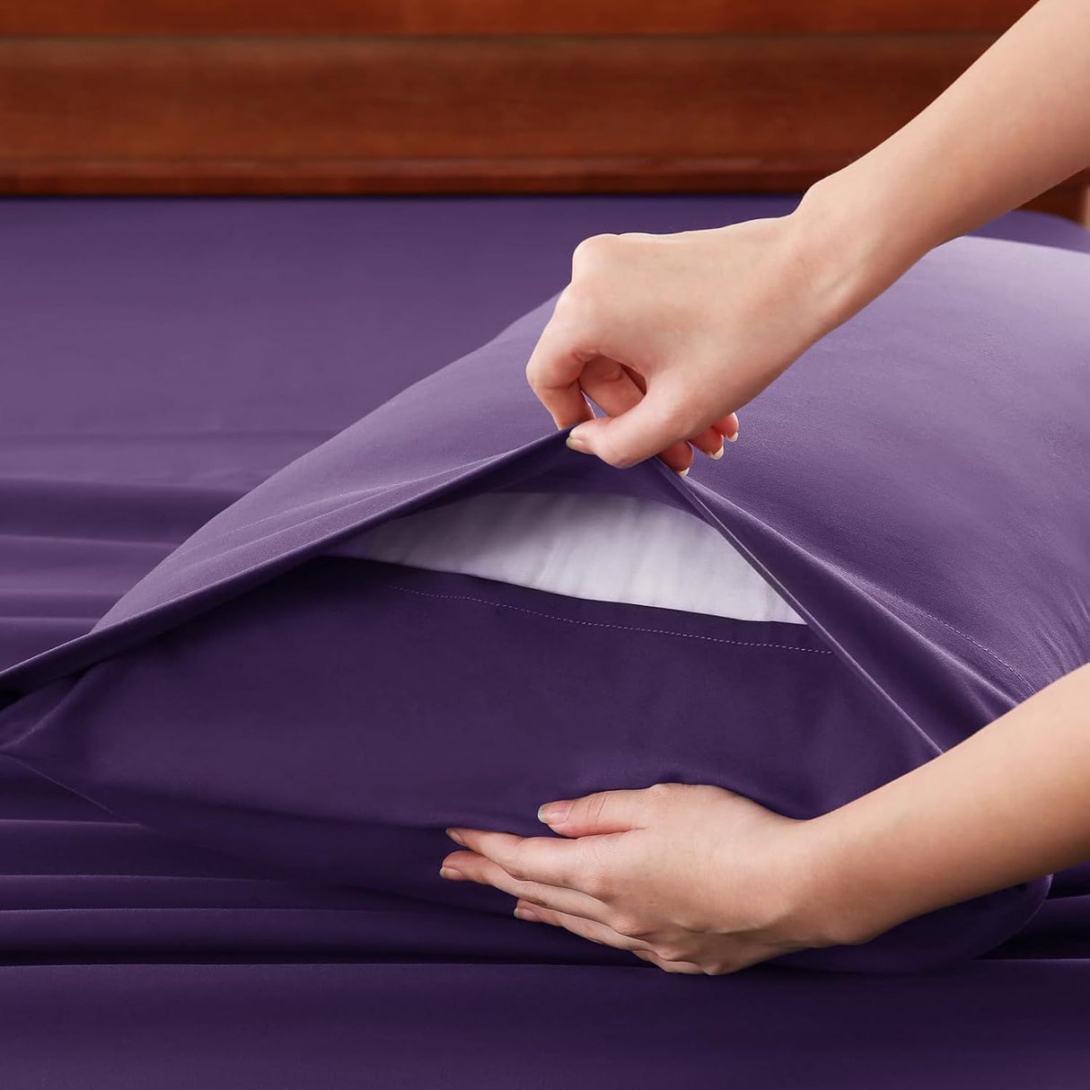 Hotel Soft Bed Sheet Set- Bedding Sheets & Pillowcases -Breathable Bedding - Wrinkle, Fade, Stain Resistant-Deep Pocket Flat Fitted Bed Sheet Set(Purple,King)