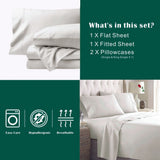 4 Piece Bed Sheet Set- Bedding Sheets & Pillowcases -Breathable Bedding - Wrinkle, Fade, Stain Resistant-Deep Pocket Flat Fitted Bed Sheet Set(Raw white,King)