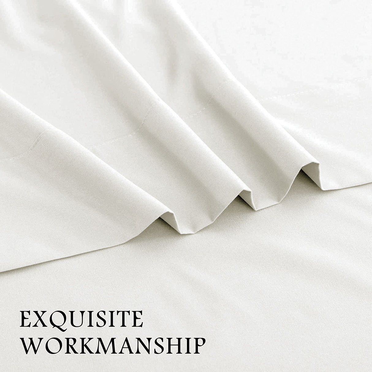 4 Piece Bed Sheet Set- Bedding Sheets & Pillowcases -Breathable Bedding - Wrinkle, Fade, Stain Resistant-Deep Pocket Flat Fitted Bed Sheet Set(Raw white,King)