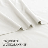 4 Piece Bed Sheet Set- Bedding Sheets & Pillowcases -Breathable Bedding - Wrinkle, Fade, Stain Resistant-Deep Pocket Flat Fitted Bed Sheet Set(Raw white,King)