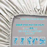 4 Piece Bed Sheet Set- Bedding Sheets & Pillowcases -Breathable Bedding - Wrinkle, Fade, Stain Resistant-Deep Pocket Flat Fitted Bed Sheet Set(Raw white,King) - 45-Degree Angle
