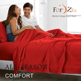 4 Piece Bed Sheet Set- Bedding Sheets & Pillowcases -Breathable Bedding - Wrinkle, Fade, Stain Resistant-Deep Pocket Flat Fitted Bed Sheet Set(Red,King) - Side View