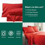 4 Piece Bed Sheet Set- Bedding Sheets & Pillowcases -Breathable Bedding - Wrinkle, Fade, Stain Resistant-Deep Pocket Flat Fitted Bed Sheet Set(Red,King) - 45-Degree Angle