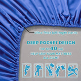 4 Piece Bed Sheet Set- Bedding Sheets & Pillowcases -Breathable Bedding - Wrinkle, Fade, Stain Resistant-Deep Pocket Flat Fitted Bed Sheet Set(Royal blue,King)