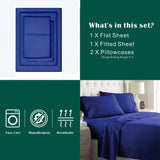 4 Piece Bed Sheet Set- Bedding Sheets & Pillowcases -Breathable Bedding - Wrinkle, Fade, Stain Resistant-Deep Pocket Flat Fitted Bed Sheet Set(Royal blue,King) - Top-Down View