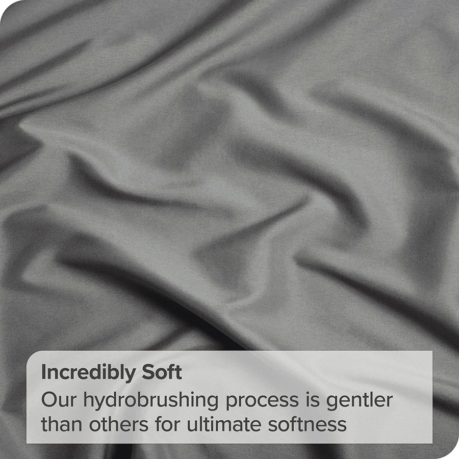 4 Piece Bed Sheet Set- Bedding Sheets & Pillowcases -Breathable Bedding - Wrinkle, Fade, Stain Resistant-Deep Pocket Flat Fitted Bed Sheet Set(Grey,King)
