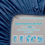4 Piece Bed Sheet Set- Bedding Sheets & Pillowcases -Breathable Bedding - Wrinkle, Fade, Stain Resistant-Deep Pocket Flat Fitted Bed Sheet Set(Navy,King)