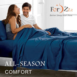 4 Piece Bed Sheet Set- Bedding Sheets & Pillowcases -Breathable Bedding - Wrinkle, Fade, Stain Resistant-Deep Pocket Flat Fitted Bed Sheet Set(Navy,King) - 45-Degree Angle