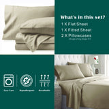 4 Piece Bed Sheet Set- Bedding Sheets & Pillowcases -Breathable Bedding - Wrinkle, Fade, Stain Resistant-Deep Pocket Flat Fitted Bed Sheet Set(Cream White,King)