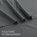 4 Piece Bed Sheet Set- Bedding Sheets & Pillowcases -Breathable Bedding - Wrinkle, Fade, Stain Resistant-Deep Pocket Flat Fitted Bed Sheet Set(Dark gray,King) - Side View