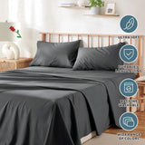 4 Piece Bed Sheet Set- Bedding Sheets & Pillowcases -Breathable Bedding - Wrinkle, Fade, Stain Resistant-Deep Pocket Flat Fitted Bed Sheet Set(Dark gray,King)