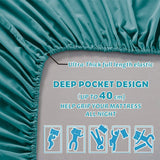 4 Piece Bed Sheet Set- Bedding Sheets & Pillowcases -Breathable Bedding - Wrinkle, Fade, Stain Resistant-Deep Pocket Flat Fitted Bed Sheet Set(Biscay blue,King) - Front View