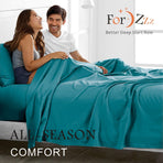 4 Piece Bed Sheet Set- Bedding Sheets & Pillowcases -Breathable Bedding - Wrinkle, Fade, Stain Resistant-Deep Pocket Flat Fitted Bed Sheet Set(Biscay blue,King)