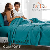 4 Piece Bed Sheet Set- Bedding Sheets & Pillowcases -Breathable Bedding - Wrinkle, Fade, Stain Resistant-Deep Pocket Flat Fitted Bed Sheet Set(Biscay blue,King) - 45-Degree Angle